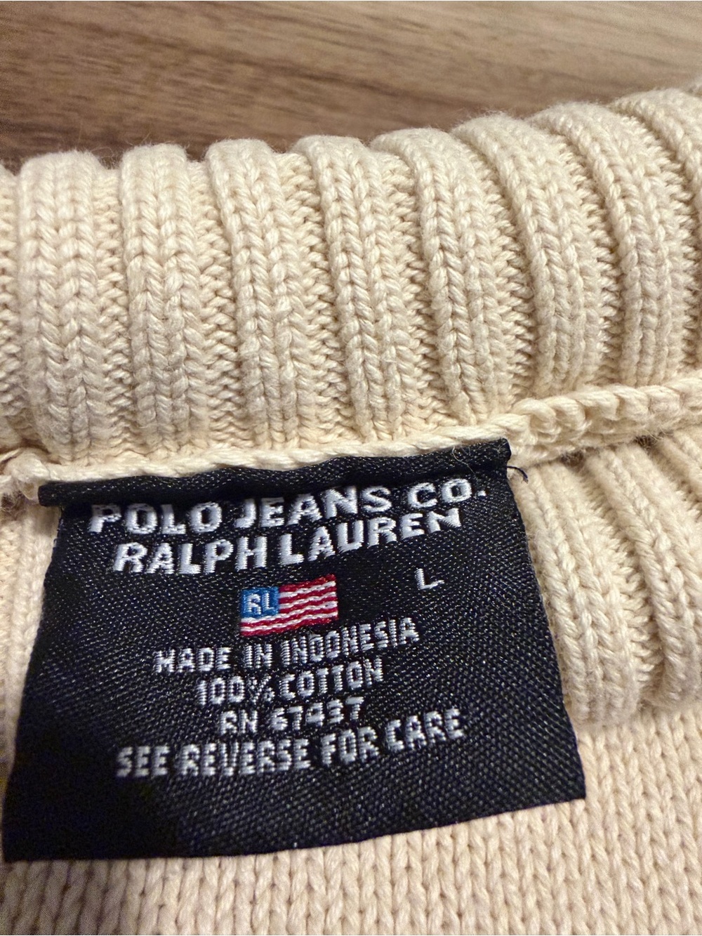 Vintage Polo Ralph Lauren Jeans Co American Flag Sweater Womens L Roll Neck Mock - Picture 7 of 10